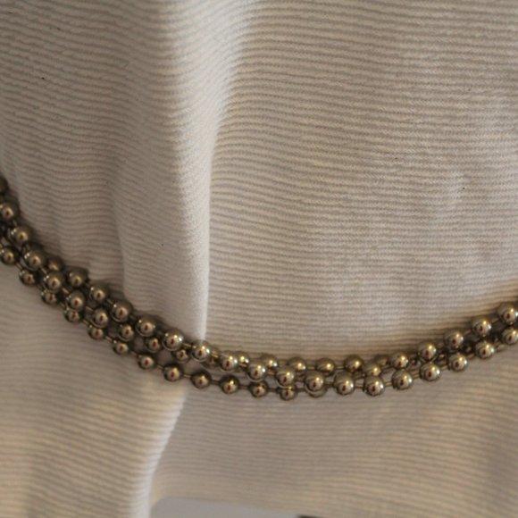 Iceberg Jeans Black Leather-Silver Tone Bead Belt